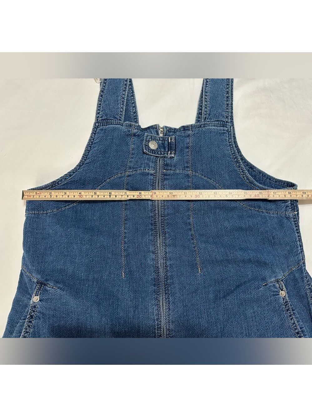 FREE PEOPLE SOFT BLUE DENIM OVERALLS ZIP FRONT SNAP CLOSURE WIDE LEG SIZE MEDIUM - Picture 11 of 14